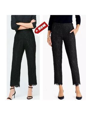 J. Crew black High-rise pull-on Peyton wide-leg pant in lace 6 NWT
